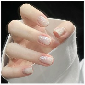 MISS MUMU Nail Tips, 24 Pieces, Nail Tips, Short, Spring, Summer, Simple, Cute, Fashionable, Popular, Nail Seal, Bride Nail, Glossy, False Nails, Coming of Age Ceremonies, Weddings, School Entrance