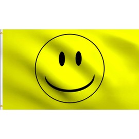 DMSE Smiley Face Yellow Smile Happy Flag 3X5 Ft Foot 100% Polyester 100D Flag UV Resistant (3' X 5' Ft Foot)
