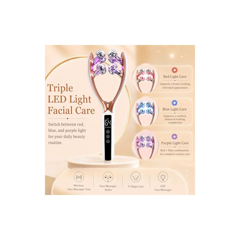 Wireless Facial Roller Massager for Face and Jawline Skincare Routine,