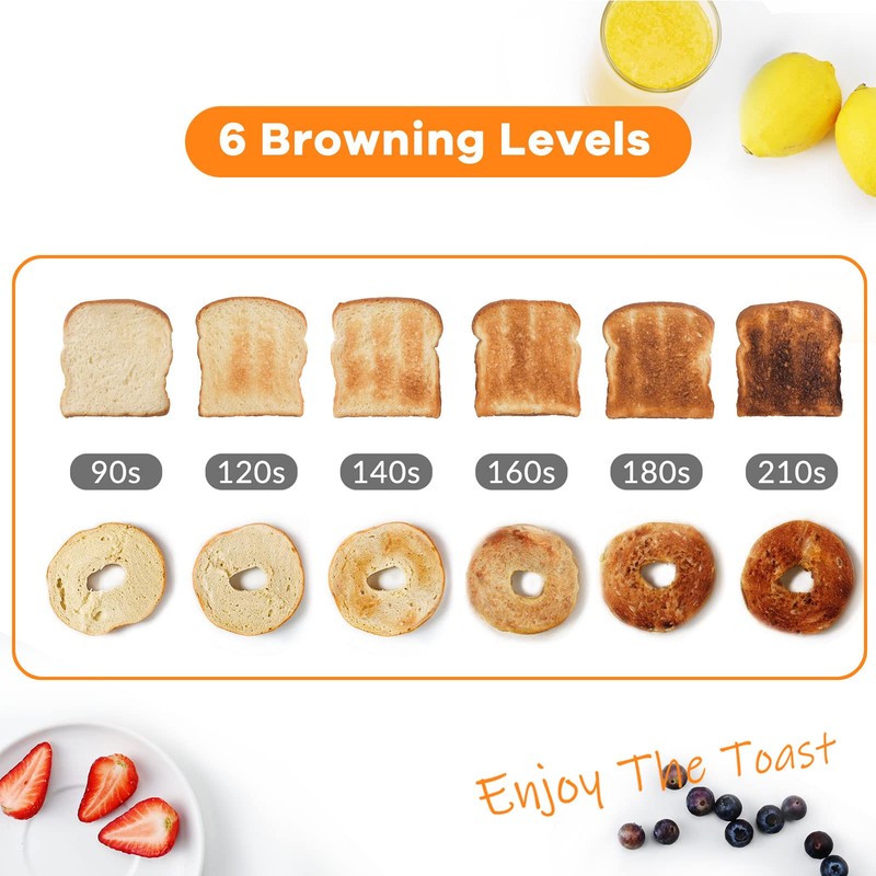 Mecity 4 Slice Toaster, Long Slot Toaster With Countdown Timer,