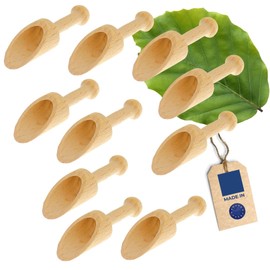 10 x Hofmeister® Dosing Spoons Made of Beech Wood, 5 cm, Shovel for Spices, Coffee, Grains & Powder, Safe Dosing, Weighing & Filling, Measuring Spoon Made of Beech Wood