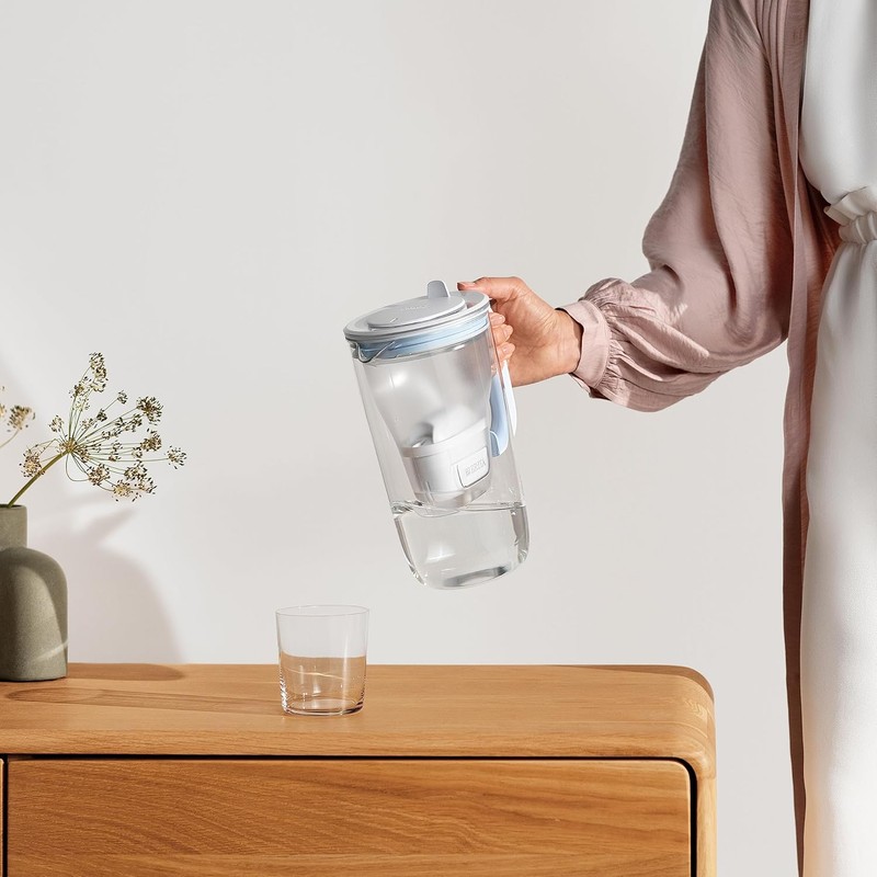 BRITA Glass Water Filter Jug Light Blue (2.5L) Starter Pack