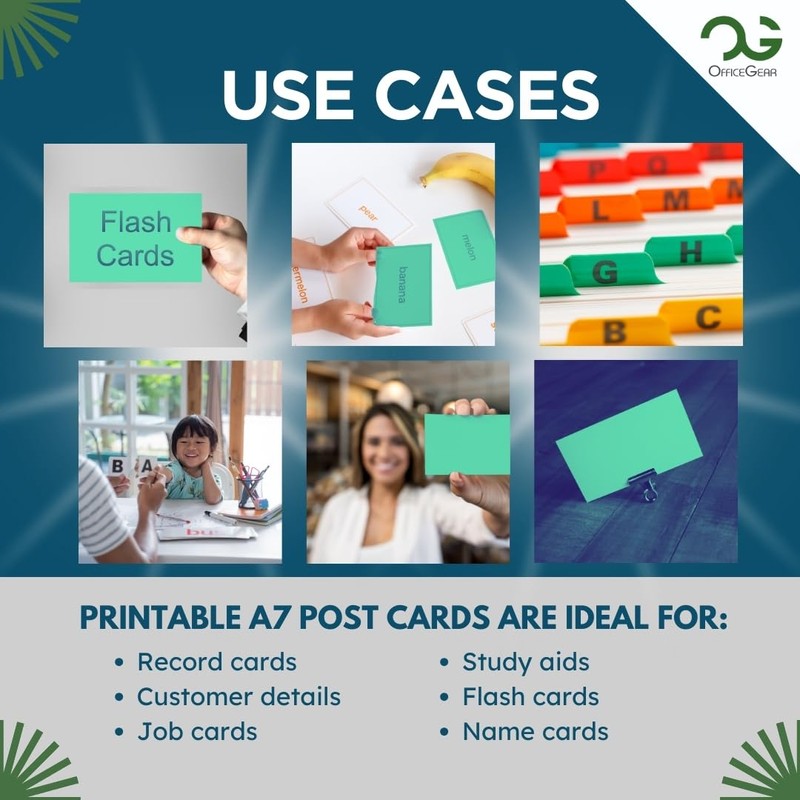 OfficeGear Green A7 Cards 8-up [55 Sheets - 440 Pack]