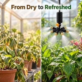 7-Way Garden Misting Nozzle Kit – 7 Brass Sprayers with Water Distributor, Mini Valve & Hose for Irrigation