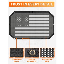 Savadicar - Toldo de malla para Jeep Wrangler JK JKU 2007-2018, protección UV y reducción de calor para mayor comodidad en la carretera, poliéster duradero, bandera americana, negro