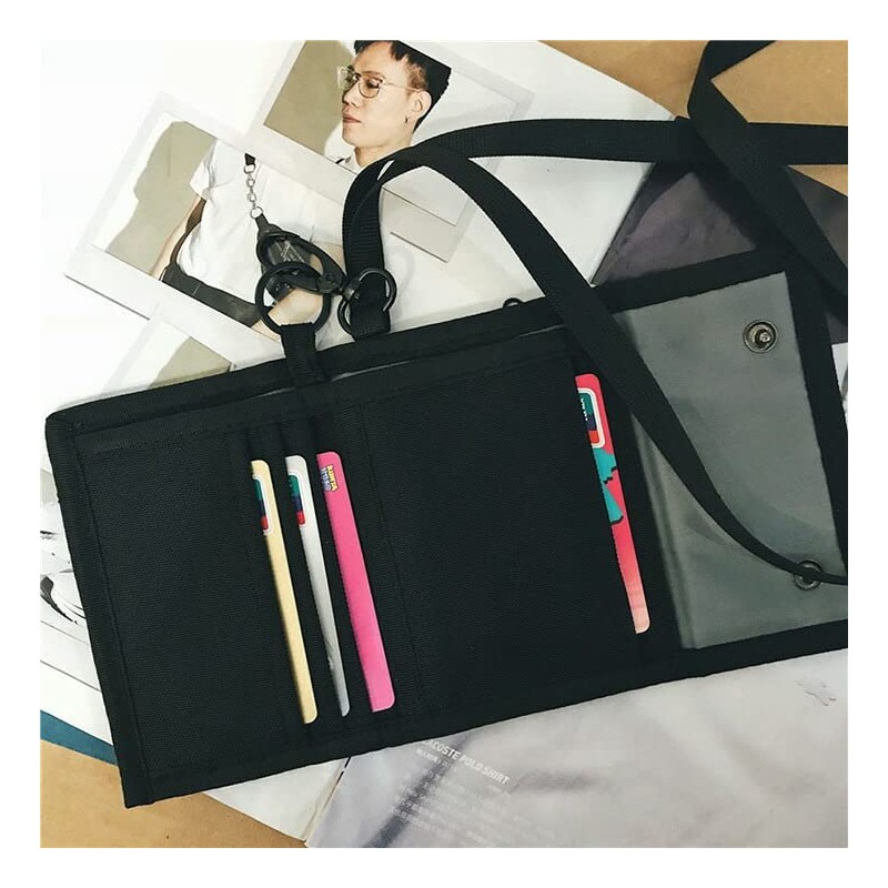 JOKnet Men's Mini Wallet with Strap Plate Logo Nylon Mini