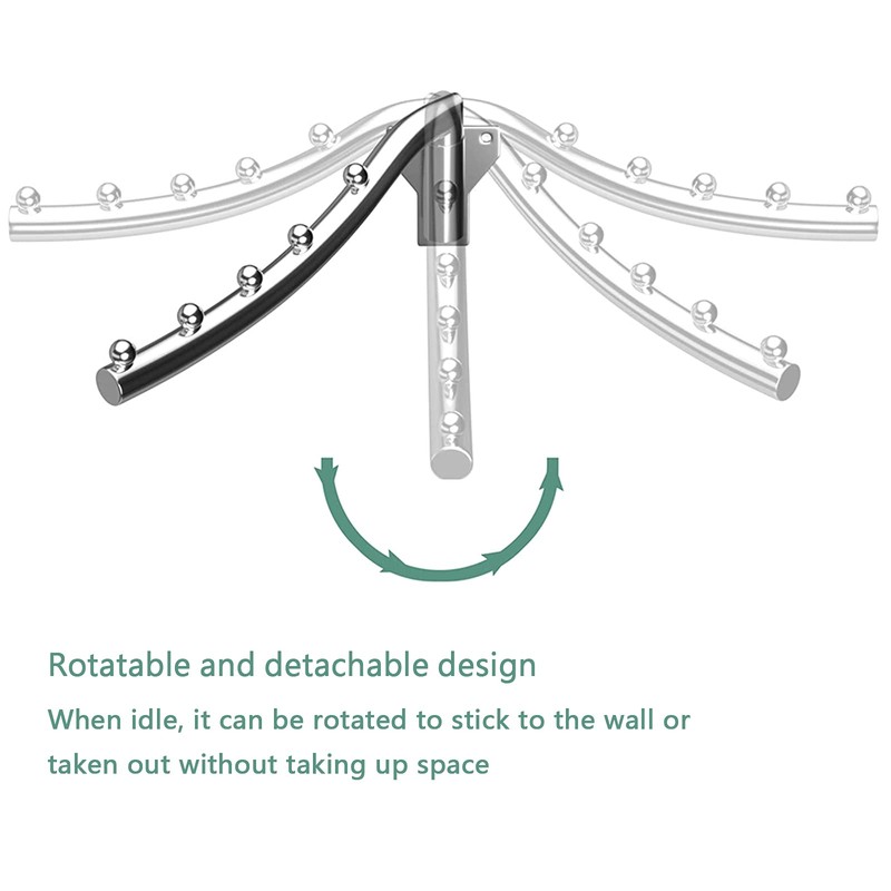 Wall Mounted Clothes Hanger Rack Folding, Clothes Hook, Stainless Steel