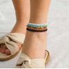 VNEWSCHI 7Pcs Boho Elastic Anklets Colorful Beads Anklets Bracelet Bohemian