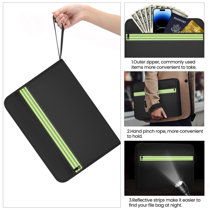 Fireproof Document Organiser - 24 Pockets Expanding File Folder with