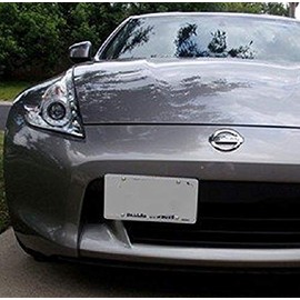 Front Bumper Tow Hook License Plate Mount Bracket for Nissan 370Z GT-R Juke , Plate Holder Set w Unique Screw Bolts & Black Screw Caps, License Tag Mounting Kit, Premium Car Accessories