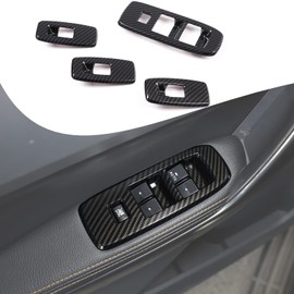 Lcojicep Window Lift Switch Cover Fit for Ranger 2015-2021/Ford Everest, Window Lift Switch Cover Interior Button Trim Kit,Interior Accessories (4 pcs) (Carbon Fiber Grain)