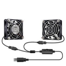 GDSTIME 5V USB Fan 60mm Mini Fan, 2 Pack 60mm x 15mm Brushless DC Cooling Fan with 3-Step Speed Control