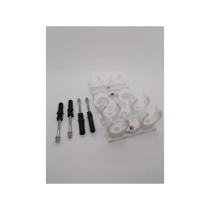 10 x Pipe Clips Double Pipe Holder Double White Pipe