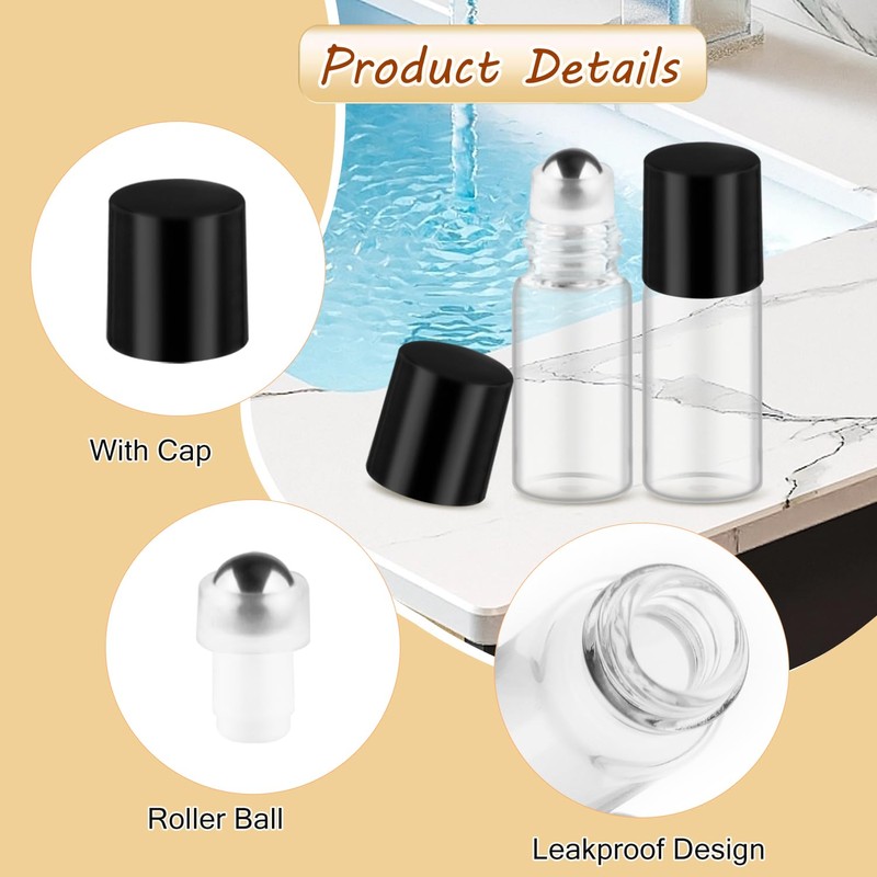 Cositina 100 Pcs Essential Oils Roller Bottles Mini Refillable Glass