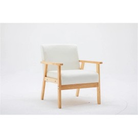 Lilola Home Bahamas Beige Linen Fabric Chair with Solid Wood Frame