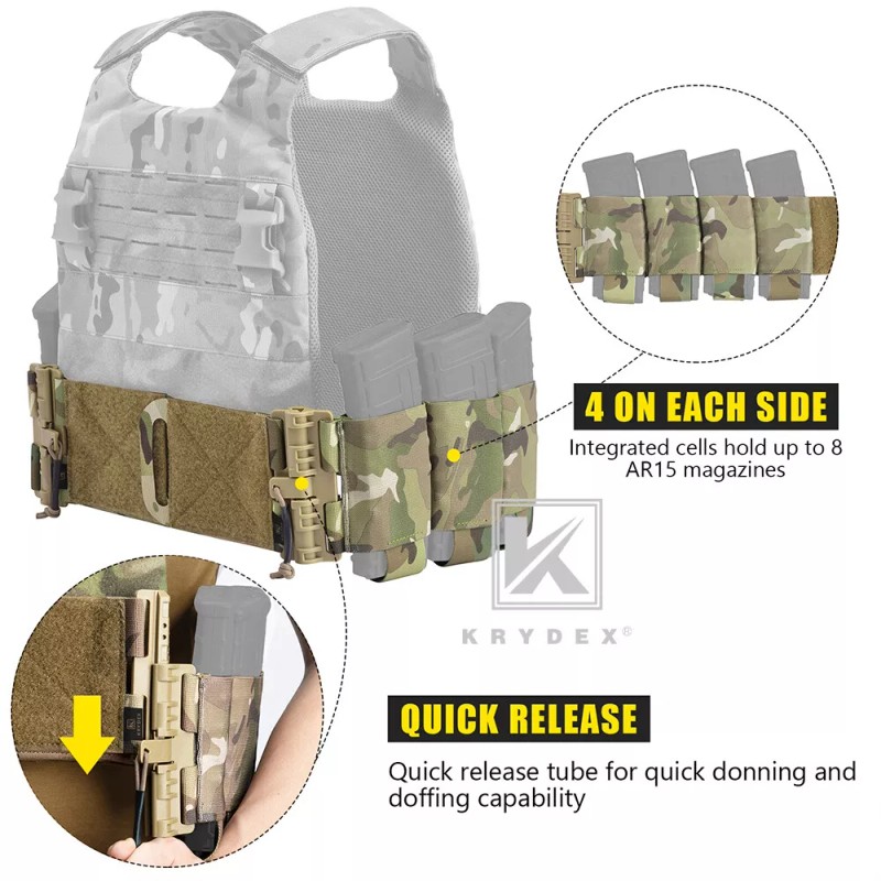 KRYDEX Elastic Carry Cummerbund Quick Release Magazine Pouch for Armor