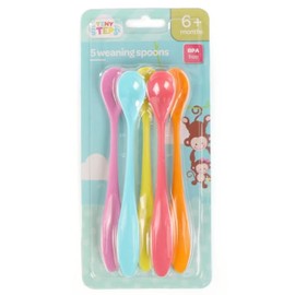 Katsy Style Tiny Steps 5-Pack BPA-Free Weaning Spoons – Soft Tips Gentle on Gums – Easy-Grip Spoons for 6+ Months