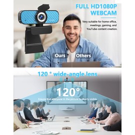 VDOR 1080P USB PC Webcam: Full HD Low-Light Wide Angle with Privacy Cover & Tripod – Plug and Play for Zoom/Skype/Teams – for Professionals & Gamers