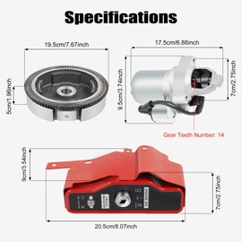Electric Start Kit for Honda GX240 8HP & GX270 9HP, 12V Flywheel Starter Motor Kit w/Switch Box & Keys & Ignition&Charging Coil