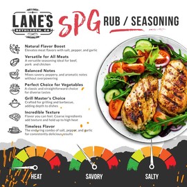 Lane's SPG Seasoning & Rub, All-Natural Coarse Ground Salt Pepper Garlic Seasoning for Any Types of Dishes, Classic Bold Flavor, No MSG, No Preservatives, Gluten-Free, Made in USA, 12 Oz