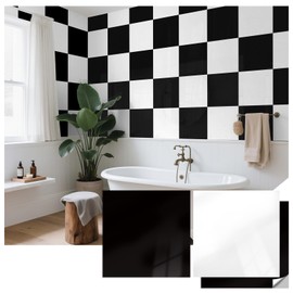 practicalWs 10pcs-5 Black & 5 White Peel and Stick Tile for Kitchen Backsplash, 11.8"x11.8" Waterproof PVC Wall Panels for Bathroom Walls, Self Adhesive Shower Tiles/Wallpaper for Wall Decor