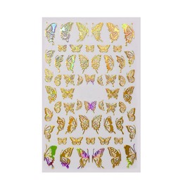 3D Nail Butterfly Design Sticker Decor Decal Holographic Laser Nail Art Sticker, Laser-Cut Design, Easy Apply, Long-Lasting, Multi-Use, Perfect for UV Gel, Acrylic Nails