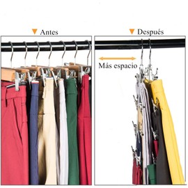 COMINGFIT Pantalones de Falda de 6 Niveles Pantalones Cortos Perchas con Clips Ajustables Ahorro de Espacio Perchas sin Deslizamiento Organizador de Faldas Paquete de 2