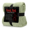 Snug Rug Sage Green Sherpa Fleece Fluffy Luxury Sofa Blanket