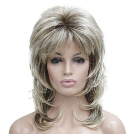 Lydell Long Wavy Wig Shaggy Layered Classic Wigs with Bangs for Women Blonde
