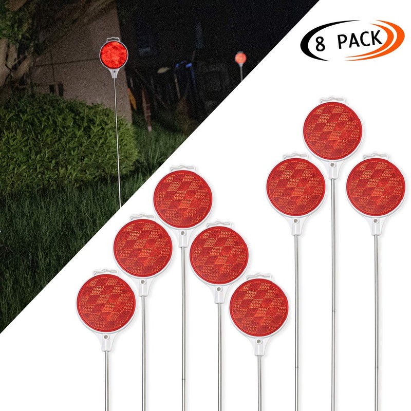 CZC AUTO Red Reflective Driveway Markers 37.5-inch Double Sided Metal