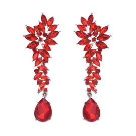 XFSRG Stud Earrings for Women Wedding Bridal Crystal Teardrop Marquise Cluster Bling Hanging Vintage Earrings Girls Jewellery for Women, Zinc