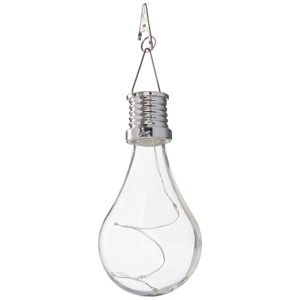 Everlasting Glow 5.5" H Solar Edison Light Bulb Home Decor, 20.75InL x 9.25InW x 9InH, Clear