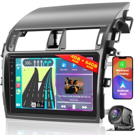 Android 13 4G+64G Car Radio Stereo for Toyota Corolla 2009-2013 with Wireless Carplay&Android Auto Support Bluetooth/Voice Control/GPS/WiFi/Back-up Camera/SWC/FM, 9 Inch IPS Touch Screen