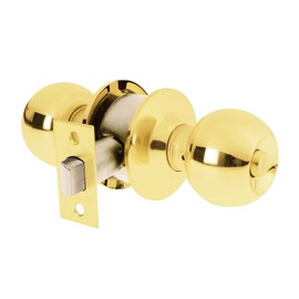 Hermex Basic BAL-LB-BP, Cerradura pomo, baño, cilíndrica, latón brillante