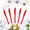 50 PCS Red Plastic Knives Disposable Utensils Heavy Duty Red