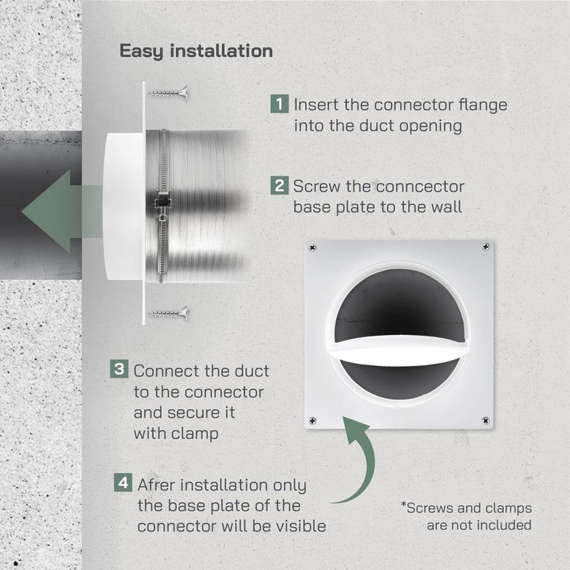 Vent Systems 6" inch Air Vent Duct Connector Flange Straight