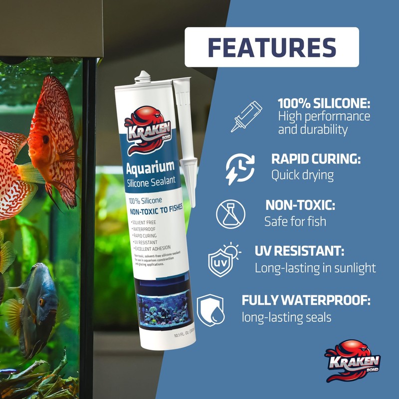 Kraken Bond Aquarium Silicone Sealant Clear - (12x10.1 fl. oz.)