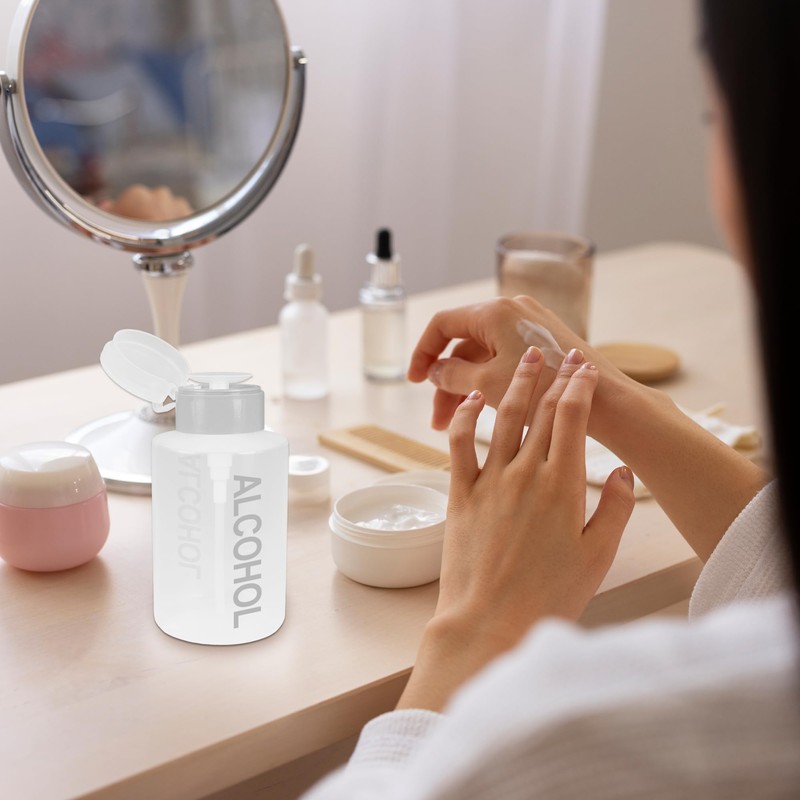 Beauticom 9 Oz Gray Push Down Alcohol Labeled Dispenser