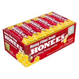 Honees Honey Filled Drops, Honey Cough Drops with Real Honey-Natural Sore Throat Relief-Nothing Artificial-Throat Coat Lozenges, Natural Cough Suppressant, Non-GMO (24 Pack – 216 Drops)