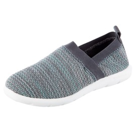 isotoner Women's Lightweight and Breathable Elastic Knit Slip-On Shoe Slipper, Mineral, 6