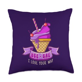 Ube Bae I Love Your Way Filipino Food Dessert Ice Cream Throw Pillow