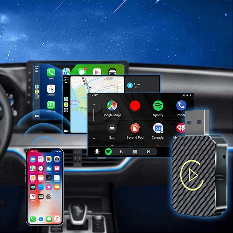 Wireless CarPlay Android Auto Adapter - Type-C USB - Bluetooth