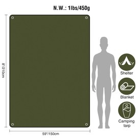 RedSwing 4 Pack Heavy Duty Waterproof Emergency Thermal Tarp, Insulated Survival Blanket for Outdoor Camping, Hiking, and Emergency Shelter, Green