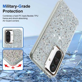 FORZARMOR for Oppo Reno 13 F 5G (6.67 Inch) Case, Bling Glitter Fashion Silver Foil Sequins, Inner Airbag Shockproof Transparent Soft Cover (for Reno 13 F)