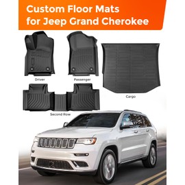 Floor Mats for Jeep Grand Cherokee: 2011-2021 (Not for L) Cargo Trunk Liner, Car Accessories All Weather Rubber Custom Fit for Grand Cherokee 2021 2020 2019 2018 2017 2016-2011 SUV 5-Seat Models Black