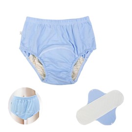 LAROTSUBA Adult Cloth Diaper Underpants,Patient Care Pants,Incontinence Underwear,Reusable Absorbent Urinary Briefs for The Elderly,Disabled,Postpartum,1 Pack(Blue,XL)