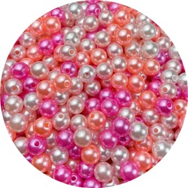 Pearl Beads,400 Pcs Craft Beads Loose Pearls 8mm Round Spacer Beads for Earring Bracelet Necklace Key Chains Jewelry DIY Craft Making,Decoration and Vase Filler(Pink Series)