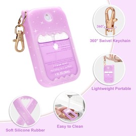 taessv Hand Sanitizer Spray Case for Touchland Silicone Touchland Case Keychain Cute Hand Sanitizer Spray Holder Compatible with Touchland Power Mist Gentle/Glow Mist, Glitter Purple