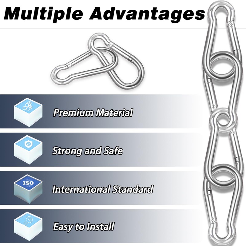 200PCS 2.36'' Spring Snap Hook, M6 1/4Inch Galvanized Silver Steel