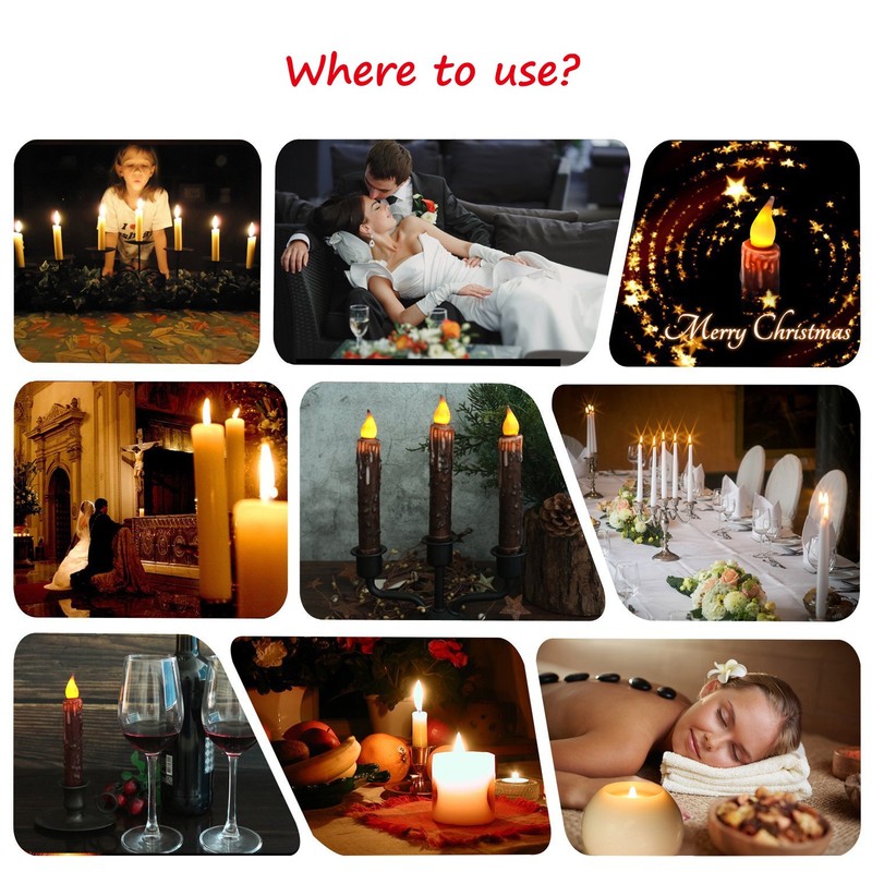 CVHOMEDECO. Real Wax Hand Dipped Battery Operated LED Timer Taper